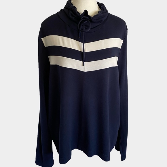 Banana Republic Navy Baby Terry Funnel Neck Stretch Coastal Lounge Top- Sz-XL - Picture 1 of 14